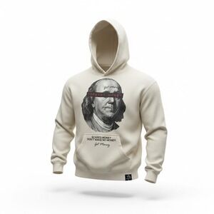 Hasta Muerte Mens Benjamin Franklin Scared Money Hoodie Cream Medium